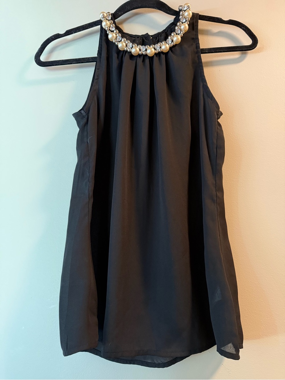 AKIRA Chicago Red Label Black Dress with Pearl & Crystal Collar Size S - Picture 2 of 4